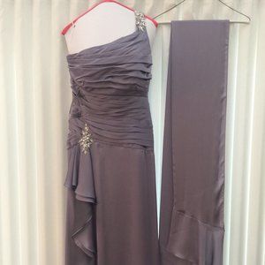Jade Couture MOB One Shoulder Dress US12 Lilac